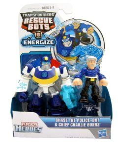 Transformers Rescue Bot   Energize Chase the Police Bot and Chief Charlie Burns: Toys & Games