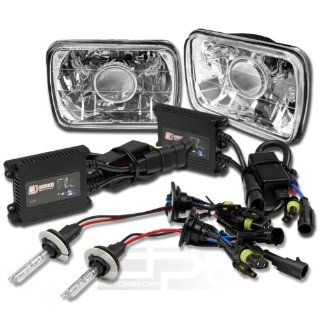 HL S 7X6 P CL+HID DT H4 12K+BLS, Two 7x6 H6054 Clear Housing Square Diamond Cut Projector Headlight Glass Lens with 12000K Purple HID Xenon Gas H4 Low Beam Light and Slim AC Digital Ballast Replacement Conversion Kit: Automotive