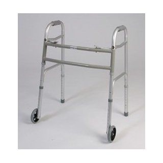 walker with wheels   This medical Bariatric walker has a dual button to fold. Weight capacity 450 pounds. This functional lightweight aluminum walker has Limited lifetime warranty on frame.: Health & Personal Care