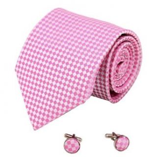Pink checkers mens dress silk tie cufflinks White Valentine gift for him fashion set A2108 at  Mens Clothing store