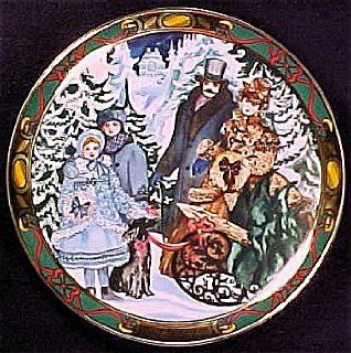 Royal Copenhagen 1991 Christmas in Denmark plate entitled "Bringing Home the Tree"   Commemorative Plates