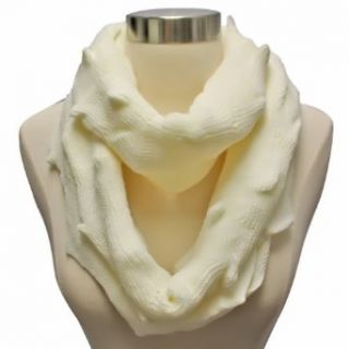 Luxury Divas Ivory Cream Thick Pointed Knit Zigzag Circle Loop Infinity Scarf at  Womens Clothing store