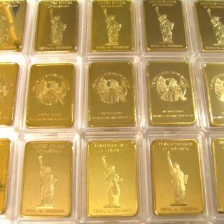 100 (One Hundred) 1 Troy Ounce Statue of Liberty 24k .999 Gold Clad Bar + Bonus Gold Buffalo Nickel!: Everything Else