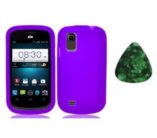 For ZTE Avail 2 Z992 / ZTE Prelude Z993 / Silicone Jelly Skin Cover Case Purple + Free Green Stone Pry Tool Cell Phones & Accessories