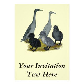 Blue Runner Duck Family Personalized Invite