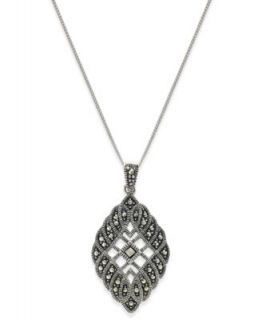 Genevieve & Grace Sterling Silver Garnet (3 ct. t.w.) and Marcasite Circle Pendant Necklace   Necklaces   Jewelry & Watches