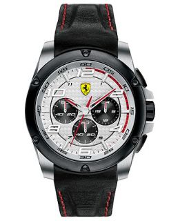 Scuderia Ferrari Watch, Mens Chronograph Paddock Black Leather Strap 46mm 830031   Watches   Jewelry & Watches