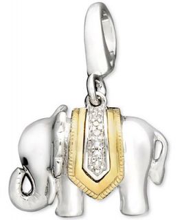 14k Gold and Sterling Silver Charm, Diamond Accent Elephant Charm   Jewelry & Watches