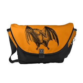Orange Halloween Vampire Bat   Bats Templates Messenger Bags