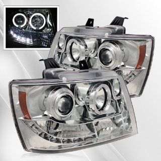 Chevy Suburban 1500/2500 07 08 09, Tahoe 07 09, Avalanche 07 09 Projector Headlights /w Halo/Angel Eyes ~ pair set (Chome): Automotive
