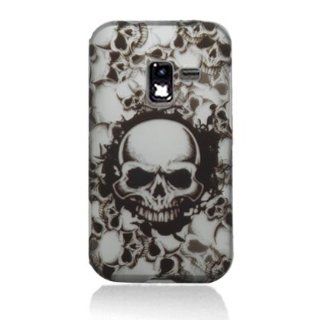 Aimo Wireless SAMR920PCLMT237 Durable Rubberized Image Case for Samsung Galaxy Attain 4G R920   Retail Packaging   White Skulls: Cell Phones & Accessories