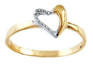 Right Hand Heart Ring 14k White Yellow Gold Fashion Band Jewel Tie Jewelry
