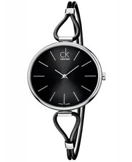 Calvin Klein Watch, Womens Swiss Selection Black Leather Cord Strap 38mm K3V231C1   Watches   Jewelry & Watches