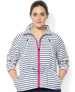 Lauren Ralph Lauren Plus Size Full Zip Striped Hoodie   Tops   Plus Sizes