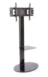 Glass TV Stand for 32 inch to 60 inch Flat Screen Monitor   Black: Electronics