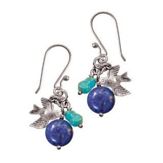 Sweet Bird Avi Terra Nature Inspired Earrings With Lapis And Faux Turquoise: Fair Trade: Dangle Earrings: Jewelry