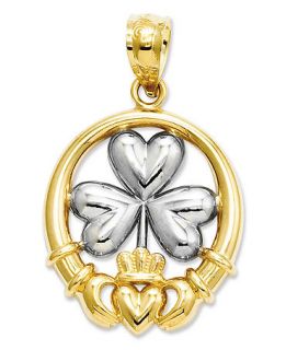 14k Gold and Sterling Silver Charm, Claddagh and Shamrock Charm   Jewelry & Watches