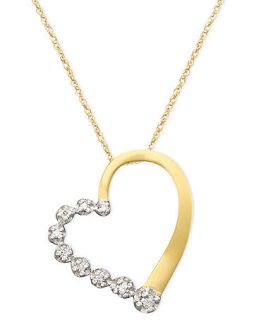 Diamond Necklace, 10k Gold Diamond Journey Heart Pendant (1/10 ct. t.w.)   Necklaces   Jewelry & Watches