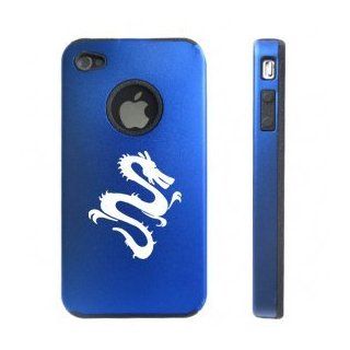Apple iPhone 4 4S 4G Blue D2045 Aluminum & Silicone Case Cover Dragon: Cell Phones & Accessories