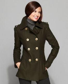 Kenneth Cole Reaction Coat, Double Breasted Military Peacoat   Coats   Women