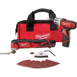 Milwaukee M12 Cordless Multitool & Screwdriver Kit — 2-Pc., Model# 2496-22  Combination Power Tool Kits