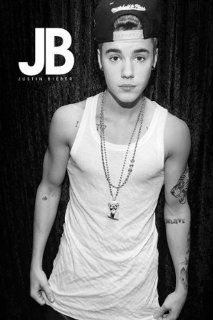 Justin Bieber   Music / Personality Poster / Print (White Muscle Shirt / Tattoos) (Size: 24" x 36")   Justin Bieber Poster Black And White