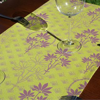 organic printed table runner lime by anne fortin eco home accessories
