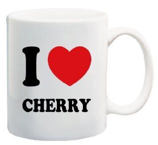 I Love Cherry Heart Coffee Mug   Collectible Novelty 11 Oz Nice Valentine Inspirational and Motivational Souvenir: Coffee Cups: Kitchen & Dining