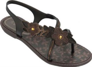 Grendha Orchid Womens Flip Flops / Sandals   Black: Shoes