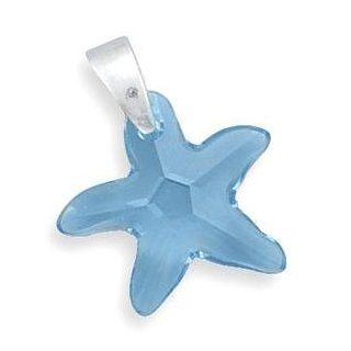 Blue Starfish SWAROVSKI ELEMENTS Crystal Pendant Sterling Silver, Pendant Only: Jewelry