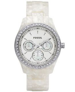 Fossil Womens Stella White Pearlized Plastic Bracelet Watch 37mm ES2790   Watches   Jewelry & Watches