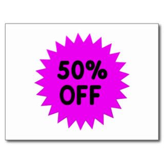 Purple 50 Percent Off Post Cards