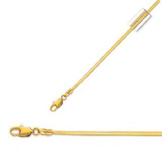 18" 14K Yellow Gold 1.0mm (0.04") Polished Diamond Cut Octagonal Shiny Snake Chain w/ Lobster Clasp: Jewelry