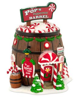 Department 56 North Pole Village   Pops Peppermint Barrel Collectible Figurine   Holiday Lane