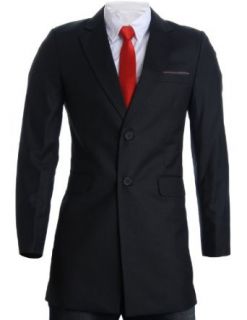 FLATSEVEN Mens Slim Fit Premium Long Blazer Jacket (BJ209) Black, L at  Mens Clothing store: Blazers And Sports Jackets