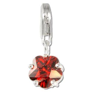 SilberDream Charm Zirkonia Flower crystal blackberry 925 Sterling Silver Charms Pendant with Lobster Clasp for Charms Bracelet, Necklace or Charms Carrier FC209R: Clasp Style Charms: Jewelry