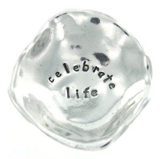 Celebrate Life Pewter Charm Bowl Jewelry Ring Holder w/ Gift Box: Kitchen & Dining