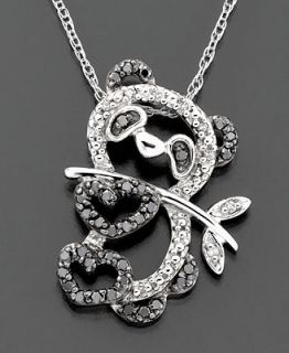 Diamond Necklace, 14k White Gold Black Diamond Panda Pendant (1/5 ct. tw.)   Necklaces   Jewelry & Watches