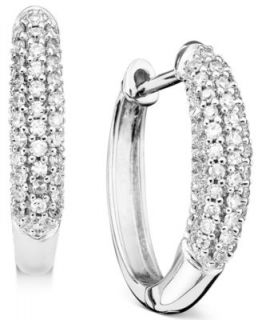Diamond Earrings, 14k White Gold Diamond Single Stone Hoop Earrings (1/4 ct. t.w.)   Earrings   Jewelry & Watches
