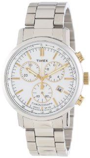 Timex Men's T2N5589J Dress Chrono White Dial Gold Tone Accents Stainless Steel Bracelet Watch: Watches