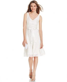 Tahari by ASL Sleeveless Belted Lace Dress   Dresses   Women