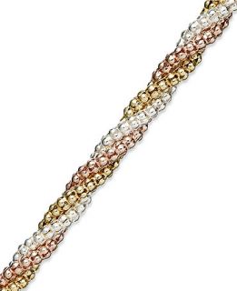 Giani Bernini Tri Tone Bracelet, 7 1/2 Twisted Popcorn Chain   Bracelets   Jewelry & Watches
