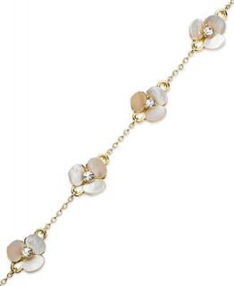 kate spade new york Bracelet, Gold Tone Cream Disco Pansy Flower Thin Bangle Bracelet   Fashion Jewelry   Jewelry & Watches