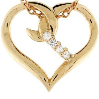 14k Solid Gold 0.06cttw Diamond Heart Fancy Charm Pendant: Jewelry