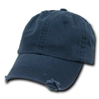 Navy Blue Vintage Distressed Polo Style Low Profile Baseball Cap Hat: Everything Else