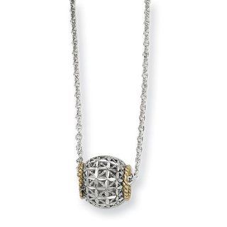 14k & Sterling Silver Fancy Spinner Barrel Pendant Necklace: Jewelry
