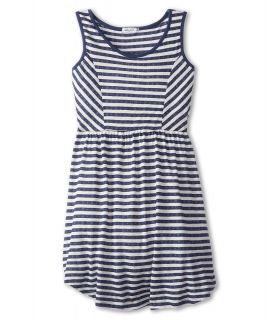 Splendid Littles Pointelle Stripe Tank Dress Girls Dress (Navy)