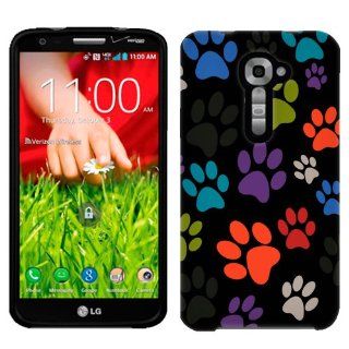 Verizon LG G2 Multi Dog Paws on Black Phone Case Cover: Cell Phones & Accessories