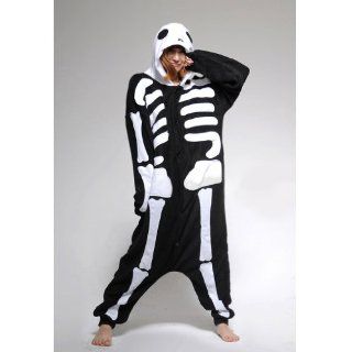 Halloween Skeleton Warm Onesie Pajamas Adult Unisex One Piece Pajamas Casual Tracksuit Cosplay Animal Pajamas (XL(180 189 CM))  