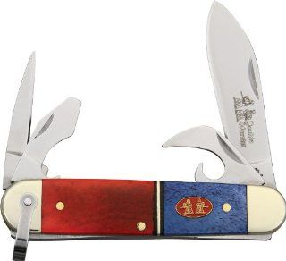 Frost Cutlery & Knives DW187RBSB Double Warrior Scout Pocket Knife with Red & Blue Smooth Bone Handles : Folding Camping Knives : Sports & Outdoors